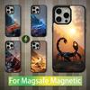 Cool Art Animal Scorpion For iPhone 16,14,13,15,11,12,17,Plus,Mini, Pro,For Magsafe,Max,Magnetic Wireless Charging Case