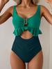 Eleganter, kaum enthüllender U-Ausschnitt Dreieck Bikini Tankini - Damen High-Waist, Hüftbedeckender, Bauchkaschierender Badeanzug.