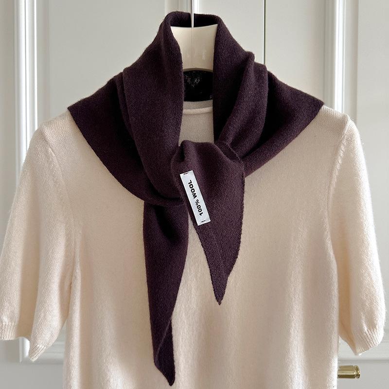 100 wool triangle scarf striped shawl headscarf knitted women's multi-functional small scarf scarf