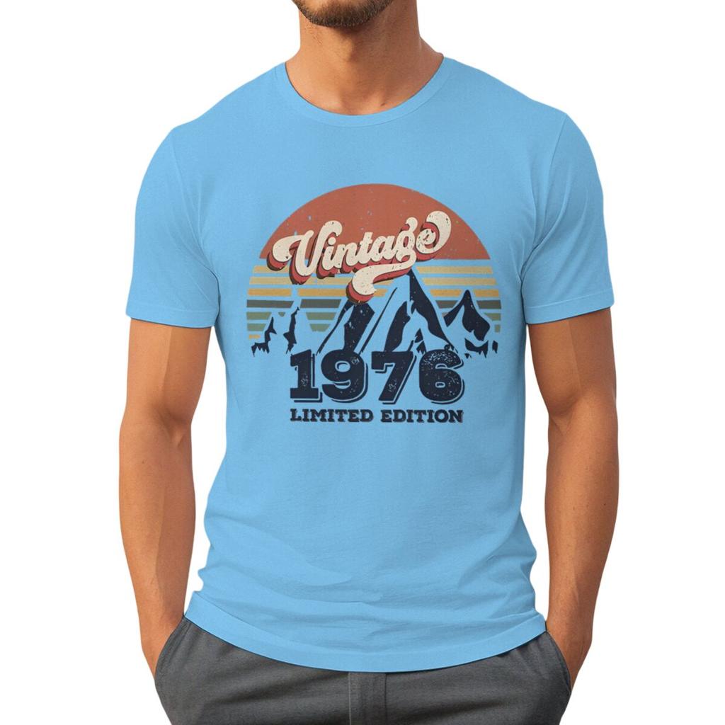Fashion Men's T-Shirt Vintage 1976 50 Years of Being Awesome Graphic Tee Fashion 50th Birthday Gift Women Tops