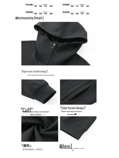 400g High Collar Zipper Cardigan Hoodie with Liquid Cotton Trendy Design - Model 9889.
