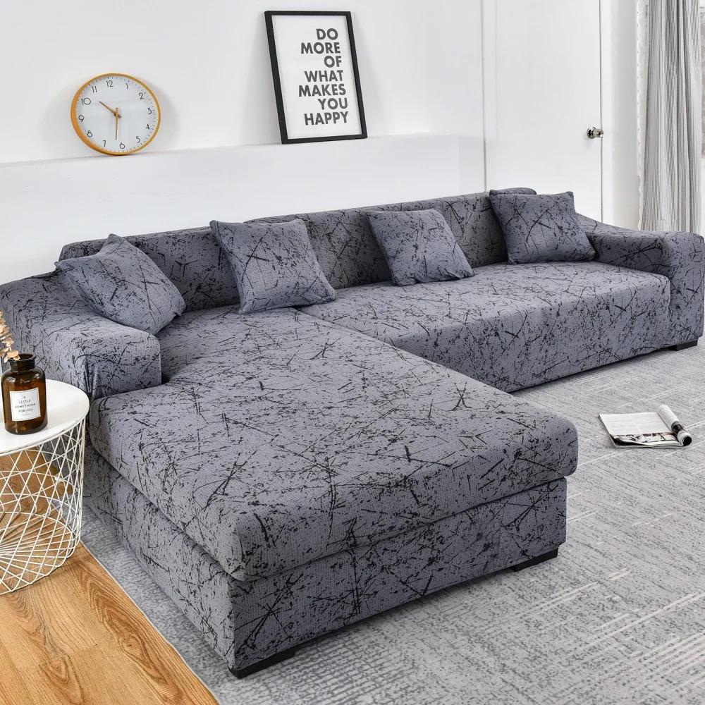 Universeller bedruckter Sofabezug mit geometrischem Muster, dehnbar, für Wohnzimmer, Couchschutz, waschbar, Dekor, Chaiselongue, Sofabezug