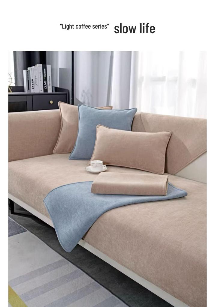 Universal Chenille Sofa Cushion & Cover - Non-Slip, All-Season, Solid Color, 2026 Style