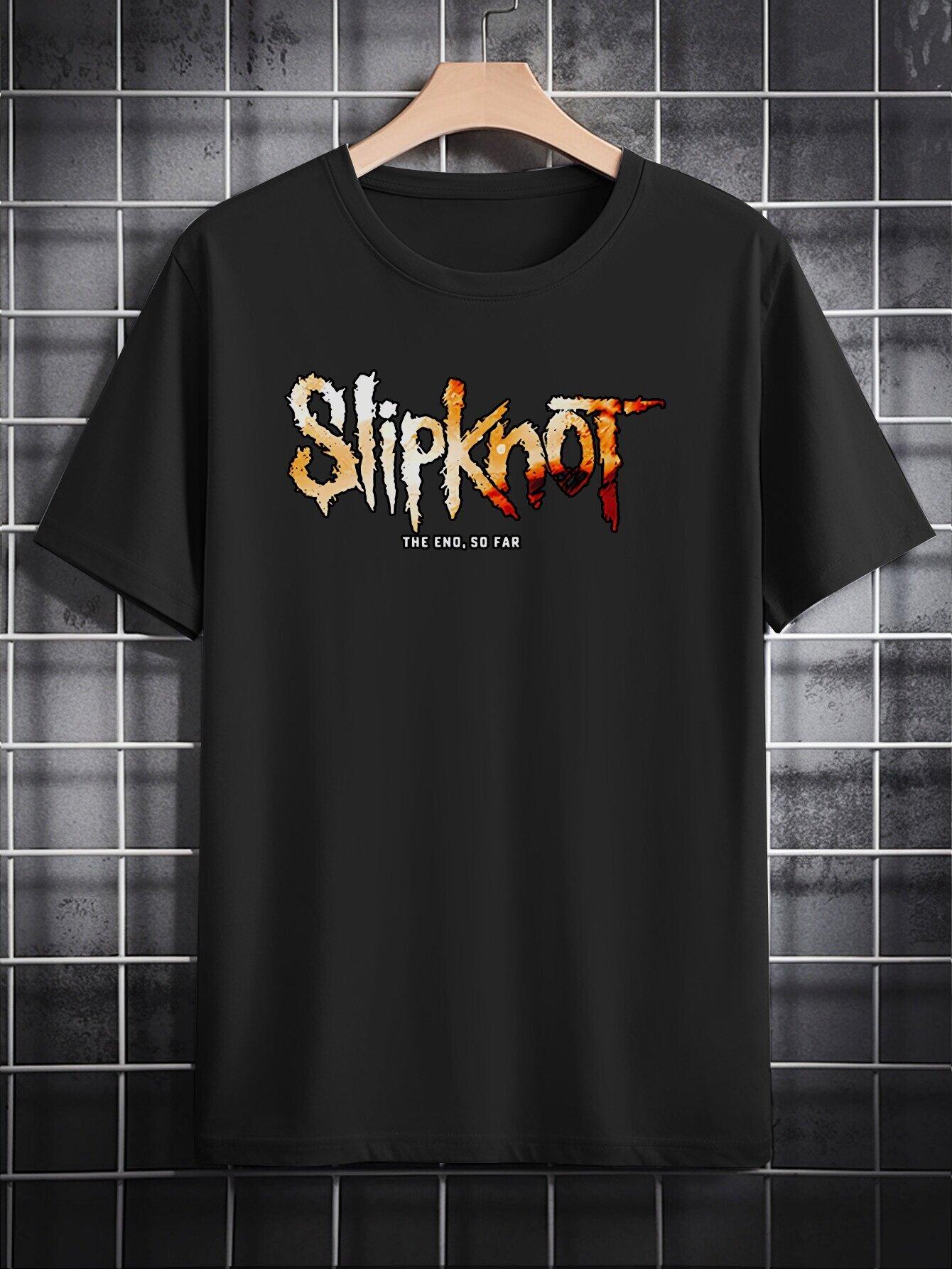 Slipknot Graphic T-shirt - Black Casual Crew Neck Tee with Bold SLIPKNOT Print XL