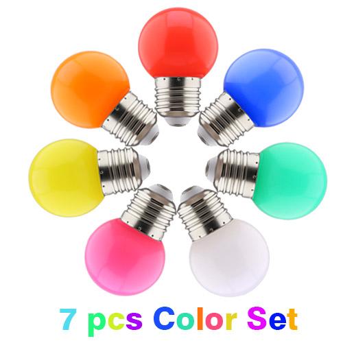 

20 шт. цветная светодиодная лампа E27 220 В G45 7 цветов RGB лампа светодиодная лампа SMD3528 декор праздничные рождественские лампы фонарик