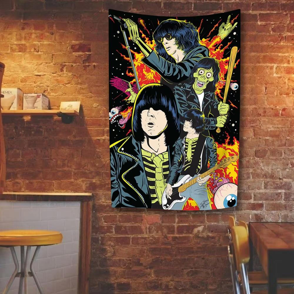 Amerykański Zespół Rockowy Gobelin R-Ramones Punkowa Muzyka Nadruki Wystrój Domu Wiszący na Ścianie Sypialnia Pokój Studenta Tło Baner Koncertowy Prezent dla Fanów