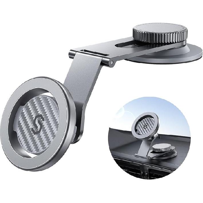SYNCWIRE Fits MagSafe Car Mount for Universal Dashboard,Tesla Screen, Magnetic Phone Holder for Car, Foldable Aluminum Alloy Arm,Super Stable Car