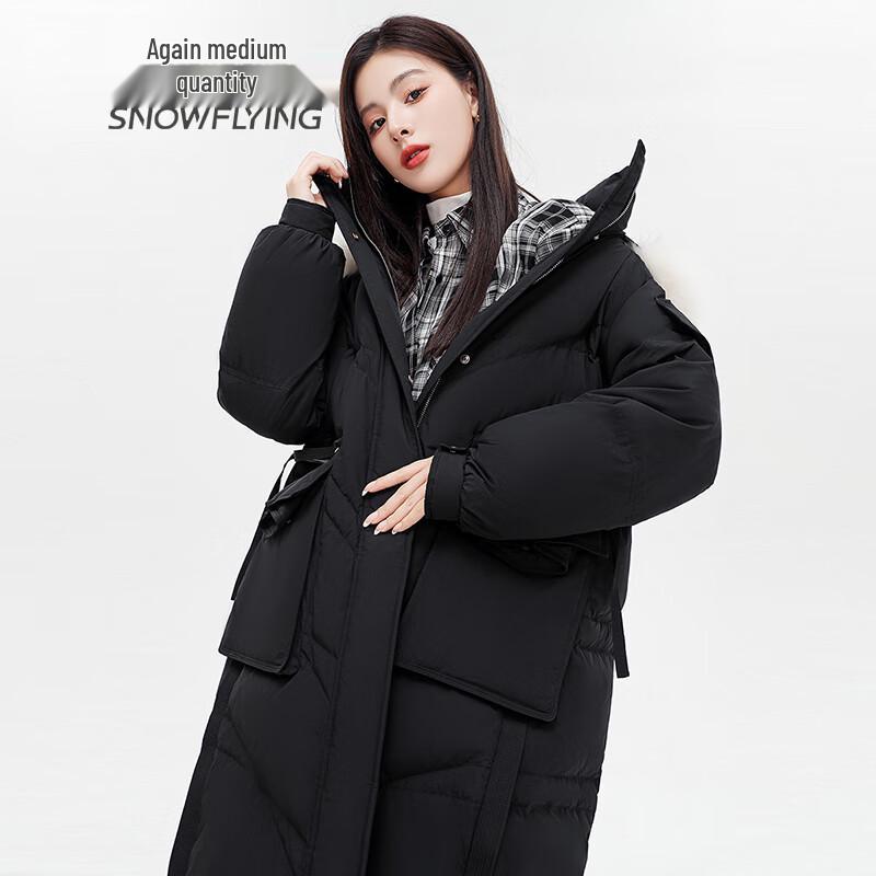 SNOWFLYING Women's Fox Fur Collar Mid-length Down Jacket