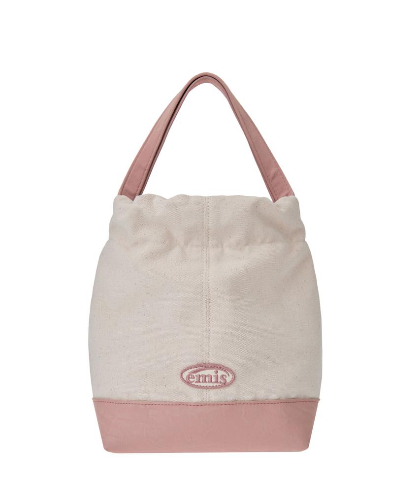 Emis Canvas Tote Bucket Bag-Pink