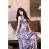 French Retro Butterfly Floral Suspender Fairy Dress Female Summer New Temperament Waist Thin Mesh Dress