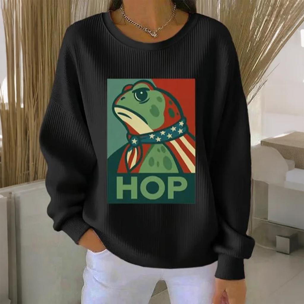 Women's Loose Comfortable Casual And Fashionable Round Neck Pattern Long Sleeved Sweatshirt