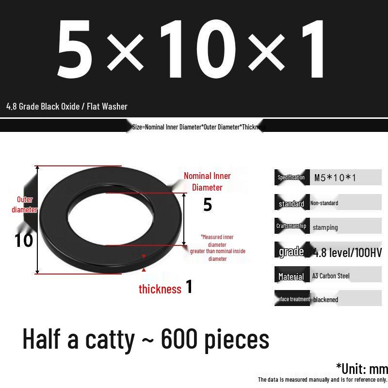 Blackened Enlarged Thickened Metal Washer - M3-M42