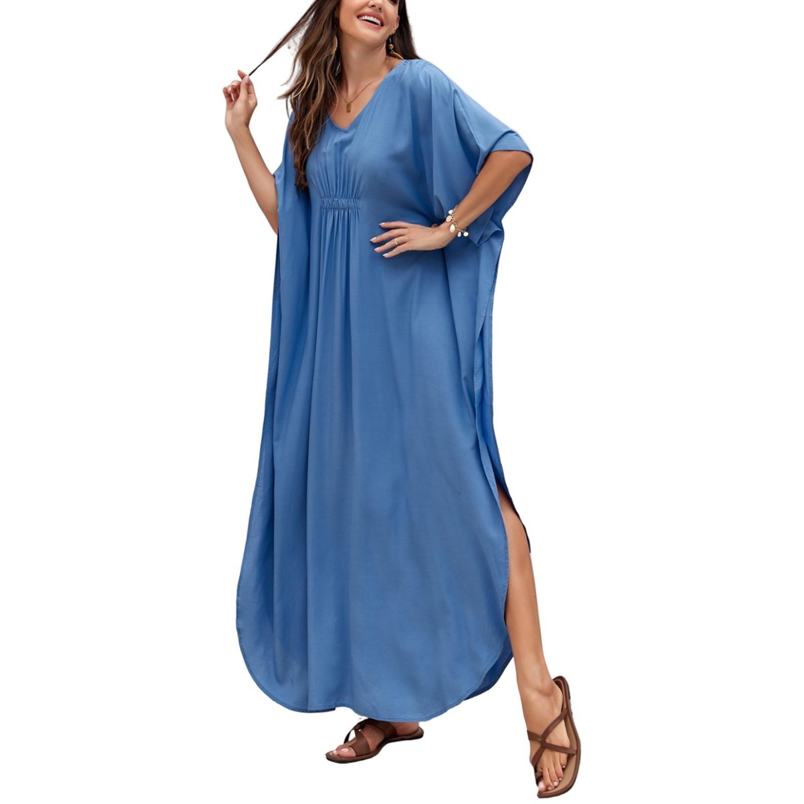 

Пляжна сорочка з барвистим квітковим принтом у бікіні для відпустки One Size синій