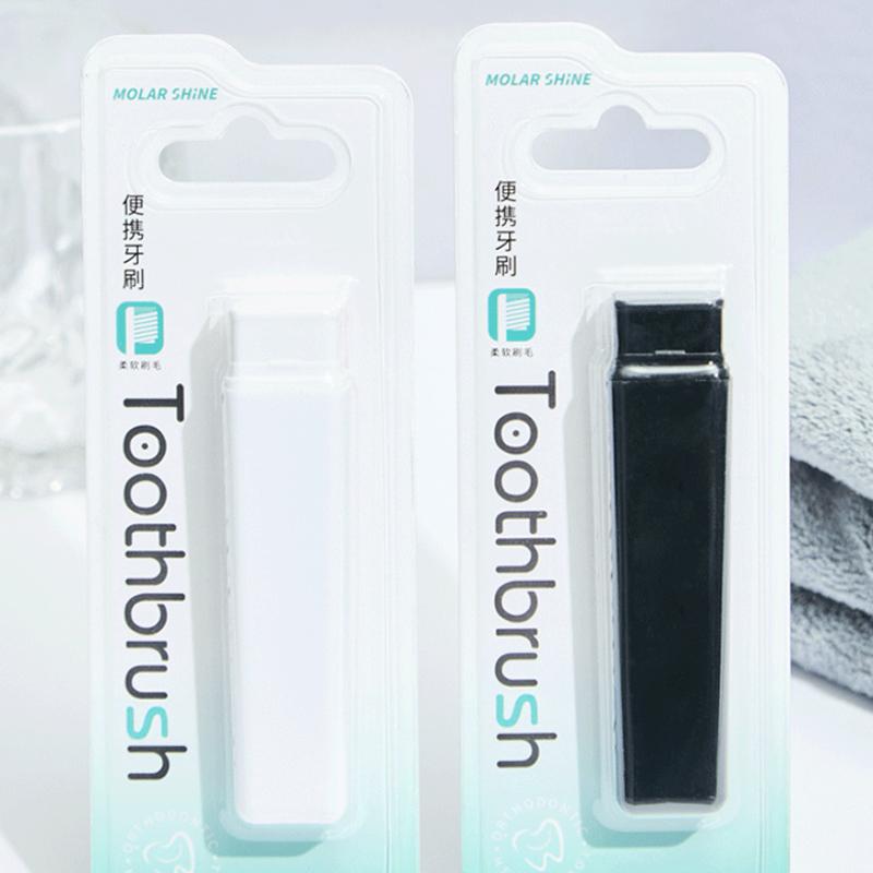 Travel Toothbrush Foldable Portable Small Dental Brush Simple Style Black/White Traveling Adult Soft Bristle Brush