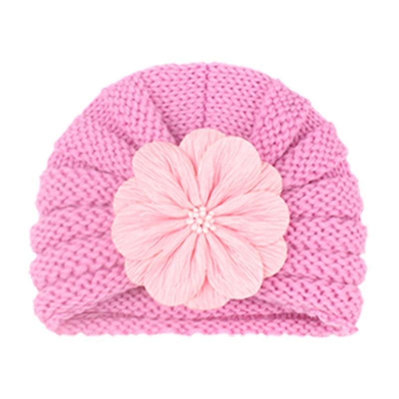 New Children's Autumn and Winter Warm Knitted Hat, Baby Fashion Match Flower Pullover Hat