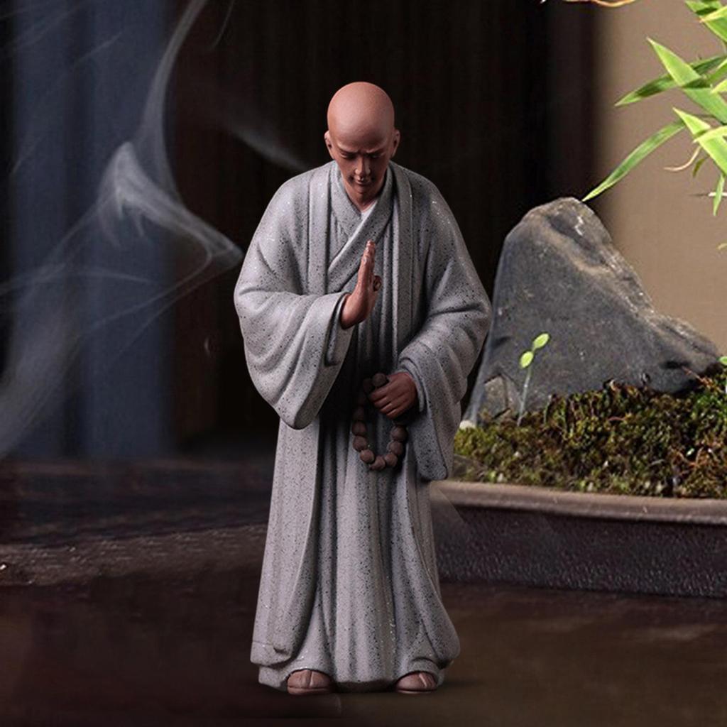 Keramik Mönch Figurinen Statue Handwerk für Haus Garten Bonsai Dekoration