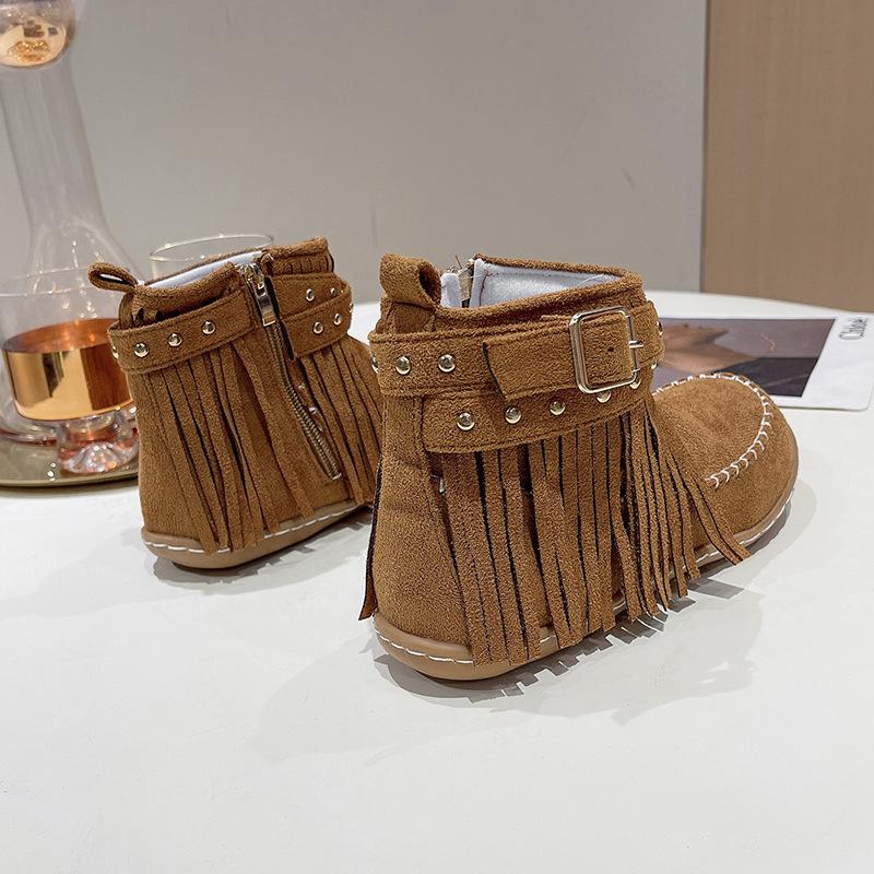 Retro Fringed Flat Boots