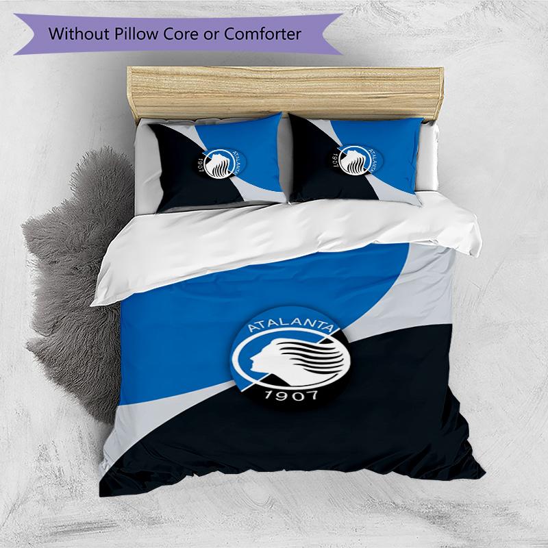 Set Biancheria da Letto Stampato 3 Pezzi Atalanta FC Traspirante Copripiumino con Federe Biancheria da Letto Decorativa per Camera da Letto Casa