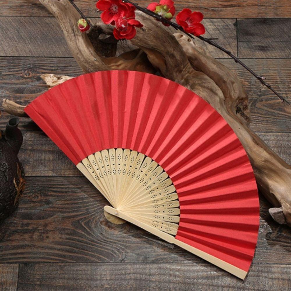 Farben Sommer Faltbare Geschenke Chinesischer Stil Einfarbige Hochzeit Bambus Faltbarer Papierfächer Foto Requisiten Werkzeug Handgehaltener Fächer Tanzfächer