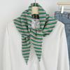 Lightweight Knitted Triangle Scarf Striped Pattern Winter Neckerchief Wool Shawl Scarf  Women