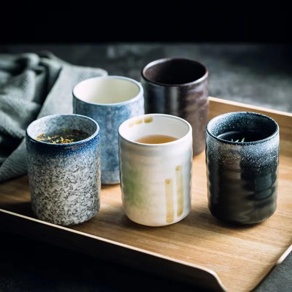 Hohe Vintage Glasur Keramik Kaffee Tee ohne Henkel Japanisches Restaurant Trinkgeschirr Mehrfarbig Wasser Tee Tassen Koreanische Tasse Papa
