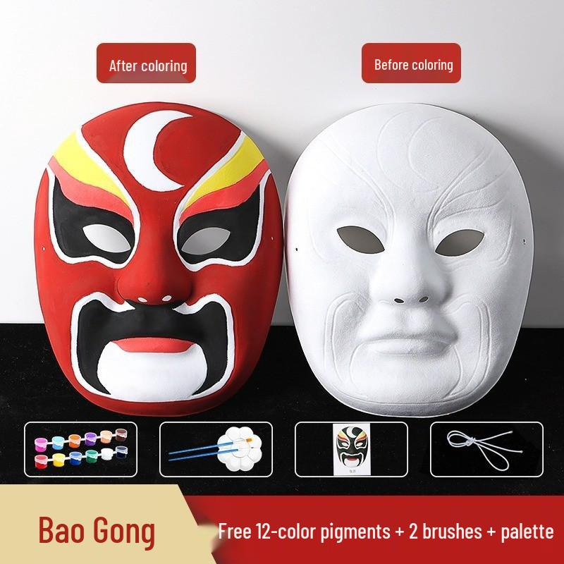 Kit de Pintura Facial de Ópera de Pekín Hecho a Mano para Manualidades de Máscaras para Padres e Hijos