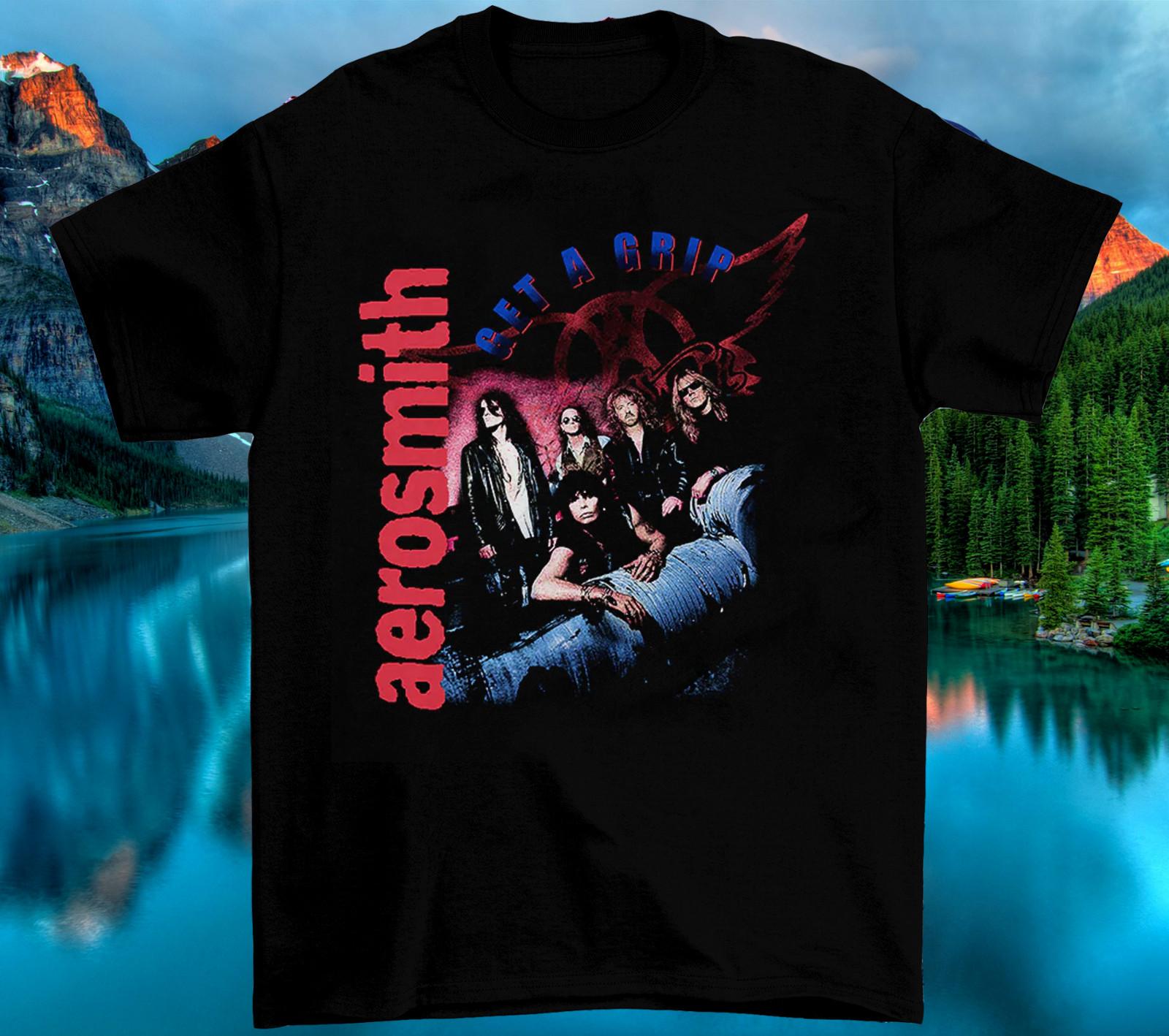 Aerosmith Band - Get A Grip Short Sleeve Black All T-Shirt L