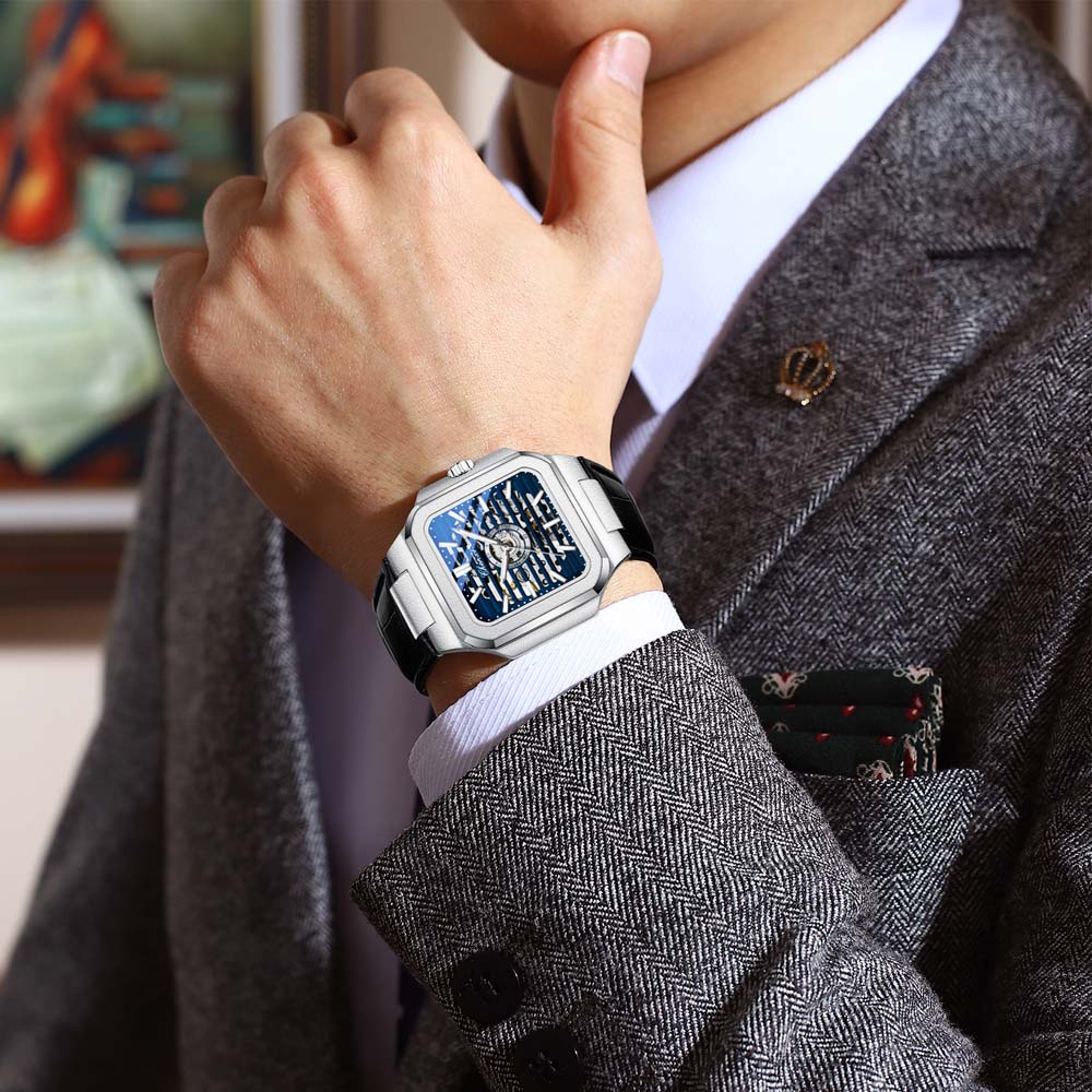 CHENXI High-end Mechanical Watch for Men Square Classic Style Automatic Hollow Mechanical Watch for Gentlemen watches for man