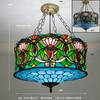 40cm Tiffany Mediterranean Stained Glass Pendant Light Vintage Hanging Lamp for Dining Room Kitchen Light Fixture Home Art Decor