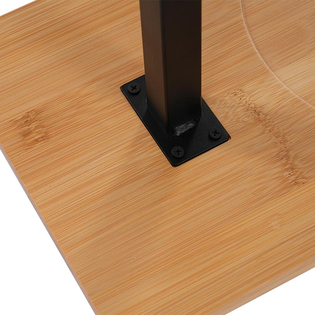 C-Shaped Side Table – Adjustable Height Bamboo & Iron Sofa Table with 360° Rotation – 88 lbs Load Capacity – Natural Wood & Black