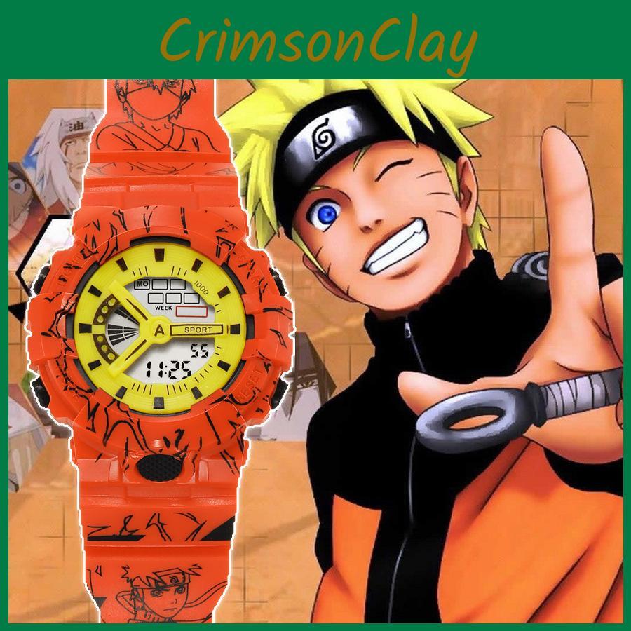 Trendy Cartoon Naruto Fan Style Watch For Teens Waterproof Electronic Movement 37mm Square Dial