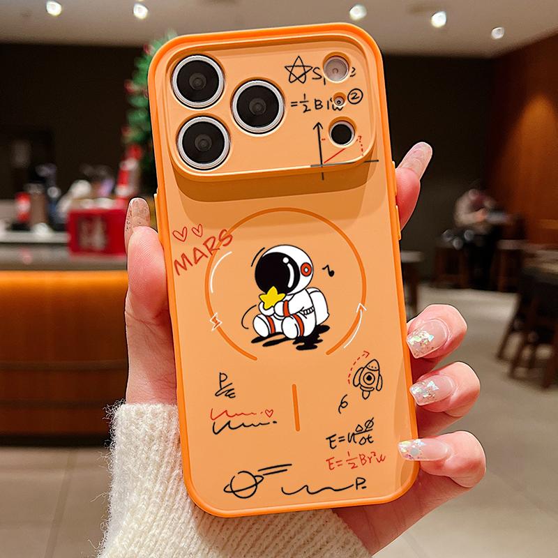Case For iPhone 17 Pro Max Creative Astronaut Formula Print Magnetic For Magsafe Hybrid Slim Matte Cover For iPhone 16 15 14 13 Pro Max