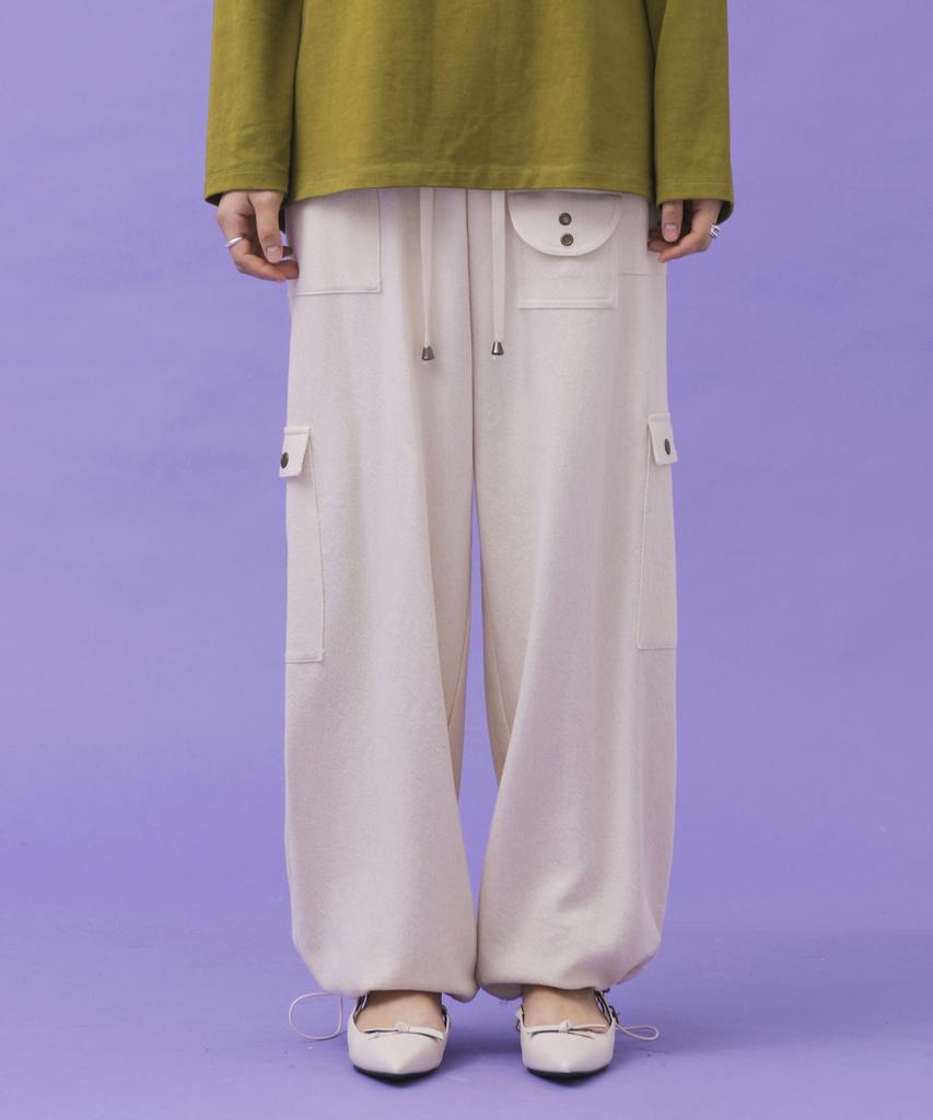Lalmodeu Cotton Cargo Pants_Natural Ivory