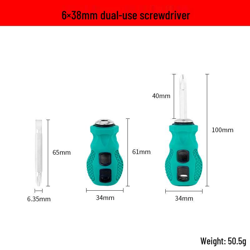 Dual-Use Magnetic Screwdriver, Double-Ended Phillips/Flathead, Chrome-Vanadium Steel.