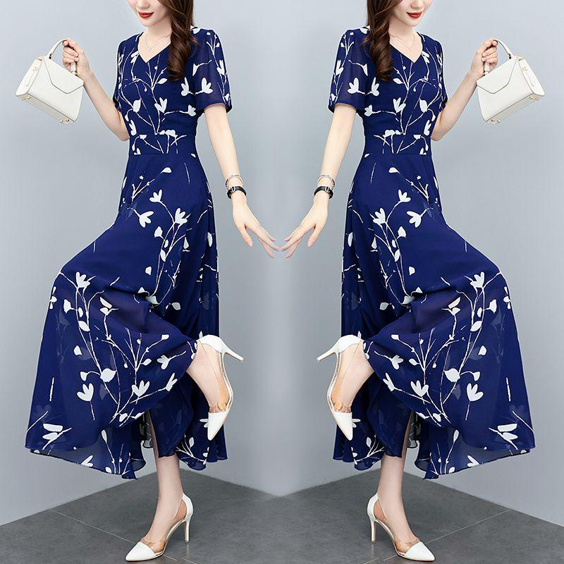 Summer Floral Plus Size Waist-Cinching Dress for Women