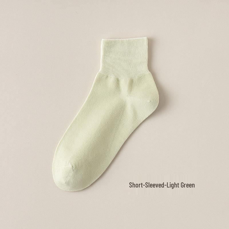 Women's Pure Cotton Short Socks - Lightweight, Breathable, Sweat-Absorbent, Solid Color (Spring/Summer)