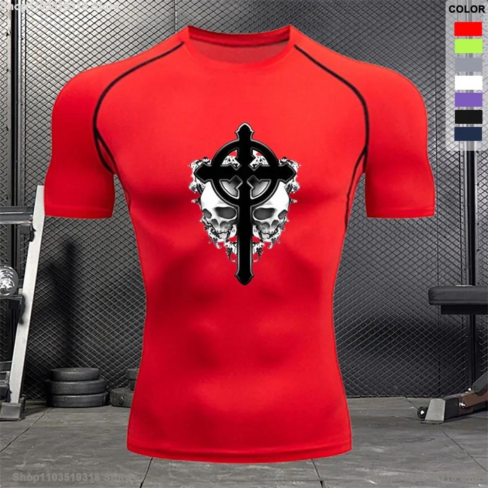Bodybuilding Gym Outdoor Running Compression T-shirt Men's Summer Tight Breathable Short-sleeved Sports Quick-drying Top S-3XL