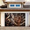 1 Piece Dreamy Music Party Backdrop Fabric Including Microphone and Musical Note Pattern Decoration Polyester Banner