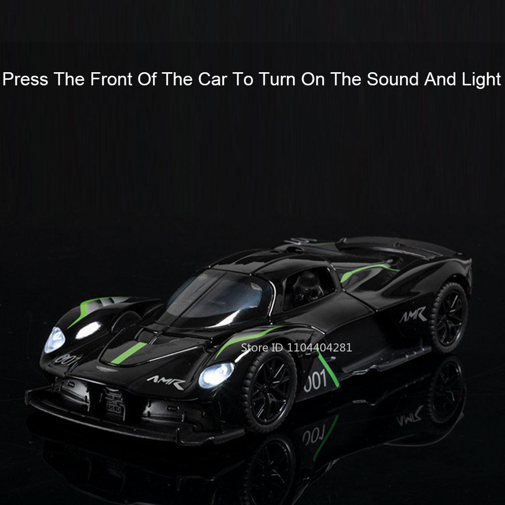 1:32 Valkyrie Vulcan Alloy Sports Car Model Toy Diecast Metal Door Opened Sound Light Pull Back Miniature Car Boy Christmas Gift