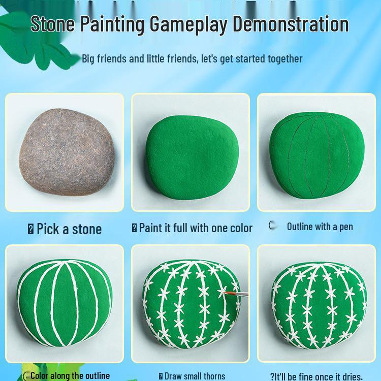 Hand-Painted Pebble Set for Kids - DIY Art & Craft Kit