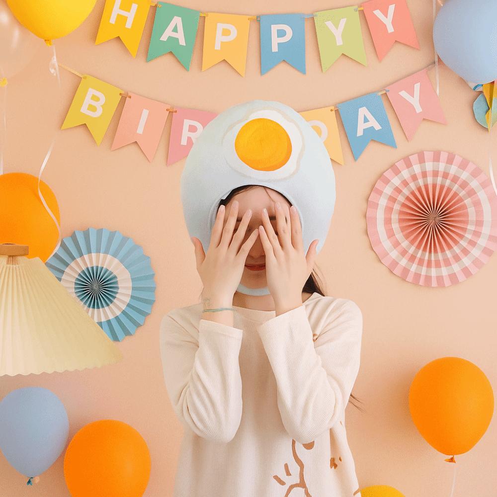 Plush Duck Egg Head Cover Unique Cartoon Head Cover Novelty Plush Head Cover  Photo Prop