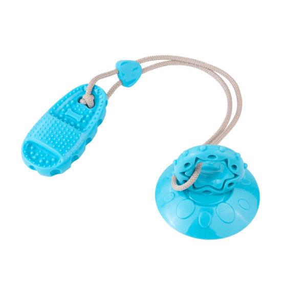 Dog Chew Toy with Suction Cup Indestructible Rubber Puppy Teething Toy Promotes Dental Health Interactive Food Dispensing Toy