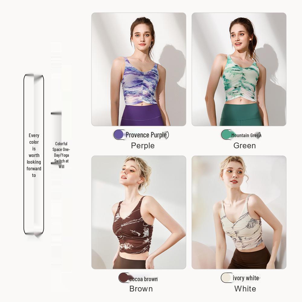 Damen Sommer Stoßdämpfend Outdoor Sport Yoga Print Ärmellose Fitness Weste