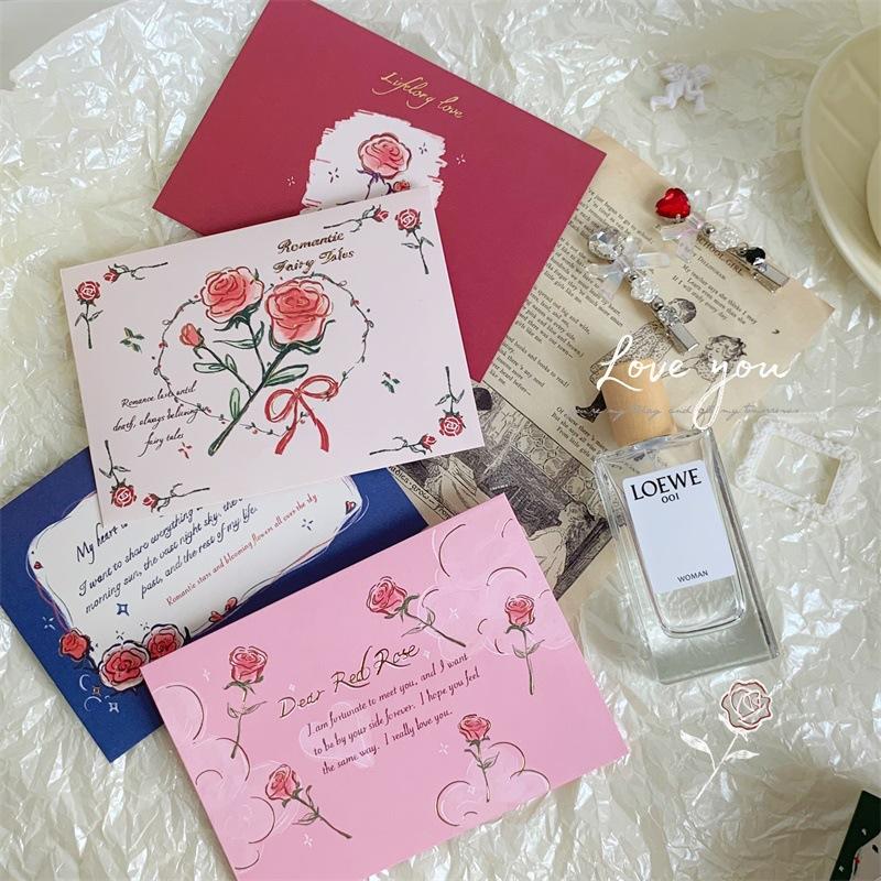 Three-dimensional 3D Surprise Blessing Greeting Card Watercolor Flowers Retro Floral Holiday Message Beautiful Blessing Card Chinese Valentine's Day