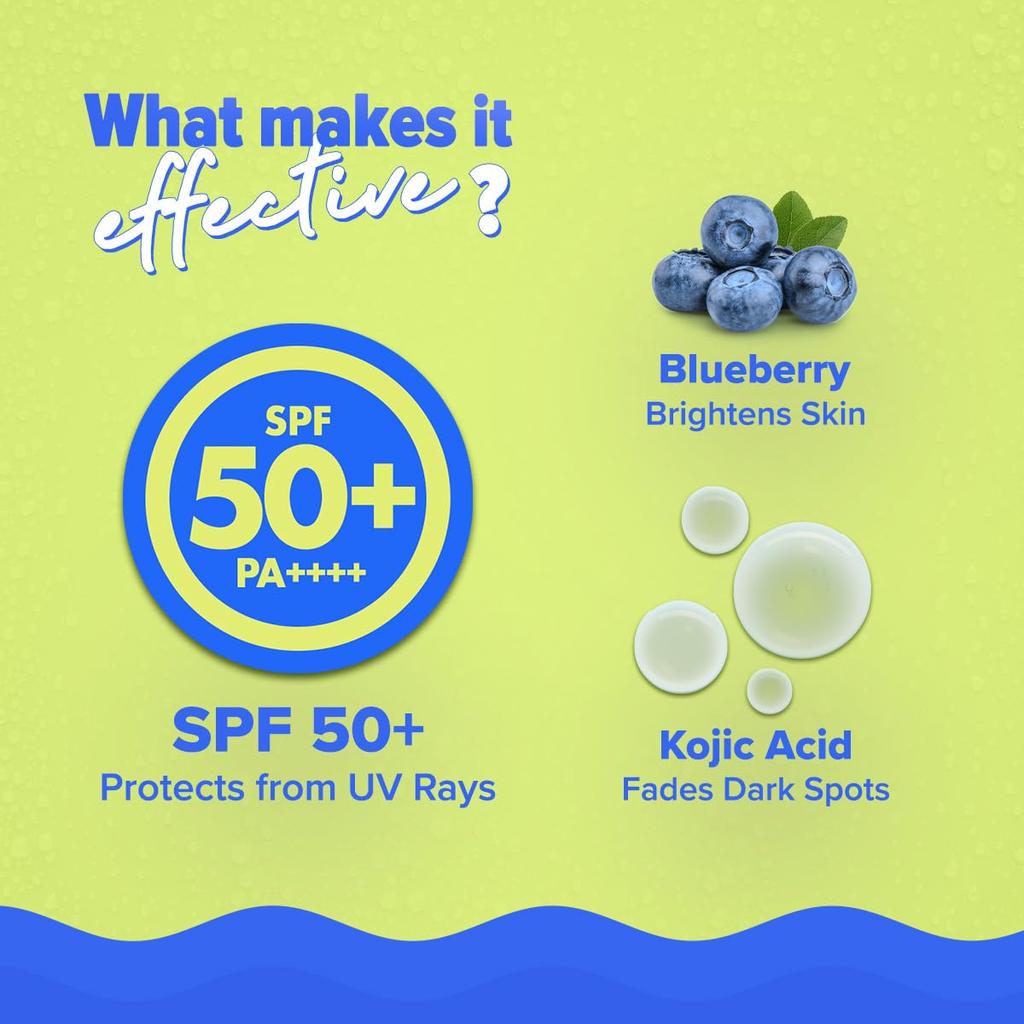 Aqualogica Bright+ Tone Up Sunscreen SPF 50+ PA++++ with Blue Light Protection 50g Pack of 1