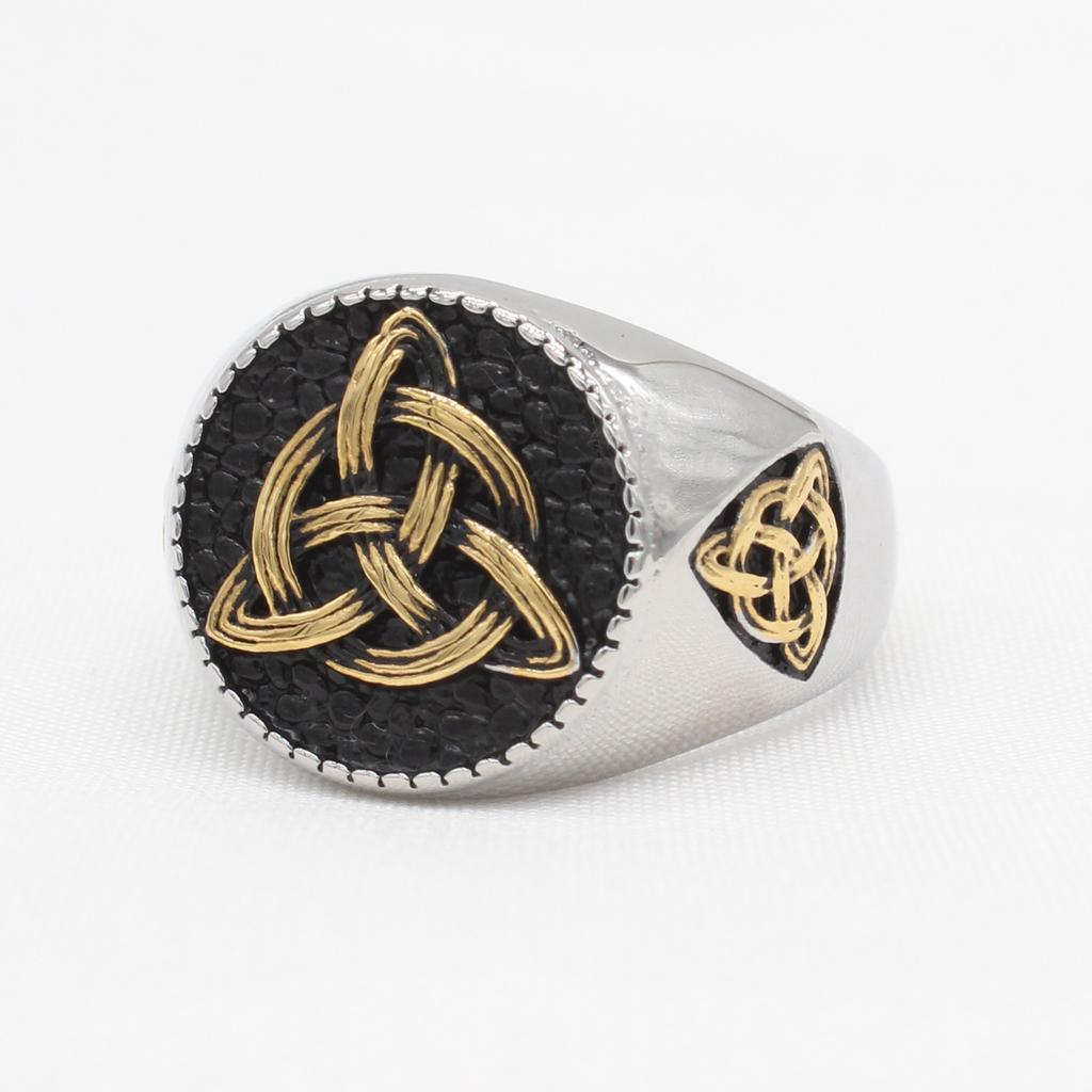 2026 Jewelry European and American Personalized Retro Viking Triangle Men's Jewelry Ring