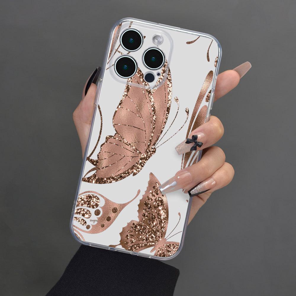 

«Золотой чехол для iPhone 15 с рисунком бабочки — защитная крышка для объектива» iPhone 11 Pro