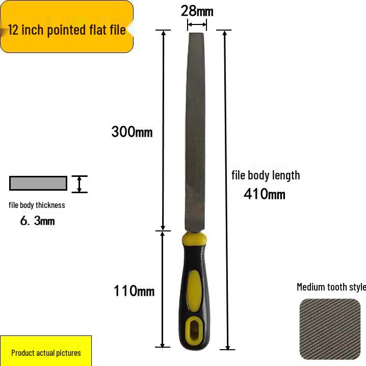 Steel Grinder File - Flat & Triangular Medium-Tooth Wear-Resistant Metal File