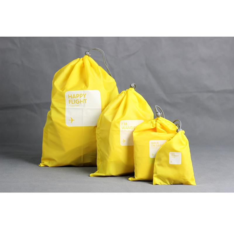 

Набор из 4 шт., водонепроницаемая дорожная сумка на шнурке, обувь, нижнее белье для стирки, сумка для хранения косметики, сумки-органайзеры, набор сумок для багажа жёлтый