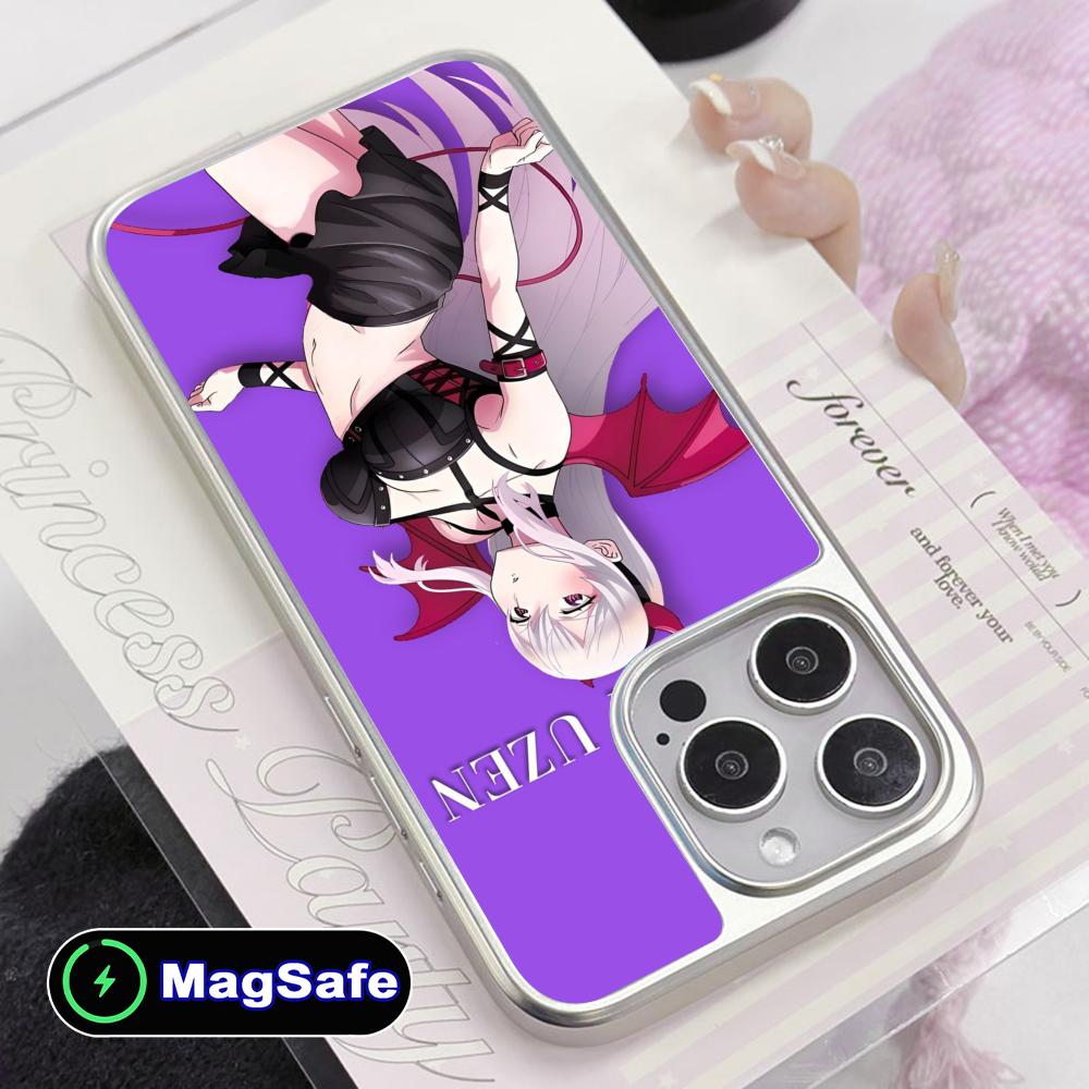 Mato seihei no slave Uzen Kyouka Phone Case for iPhone 17 16 15 14 13 12 11 Air Pro Max Plus Magsafe Silver Plating Cover